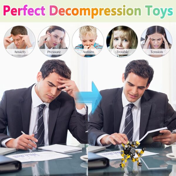 Transformable Fidget Spinners 4 Pcs for Kids & Adults, Stress Relief Toys - Image 2
