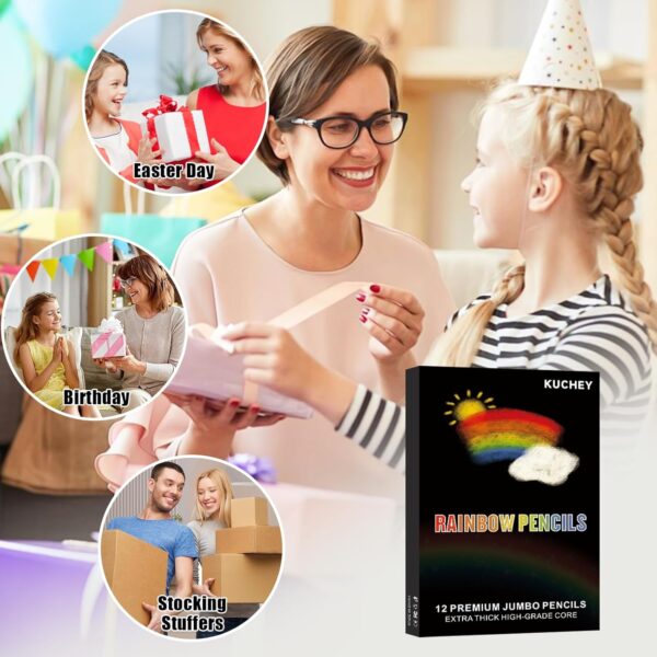 Rainbow Pencils for Kids & Teens, Valentines Gifts, Easter Basket Stuffers - Image 2