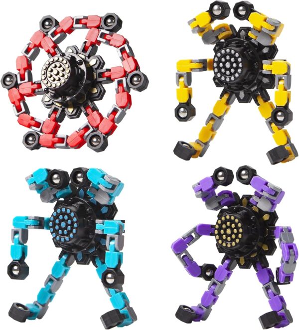 Transformable Fidget Spinners 4 Pcs for Kids & Adults, Stress Relief Toys