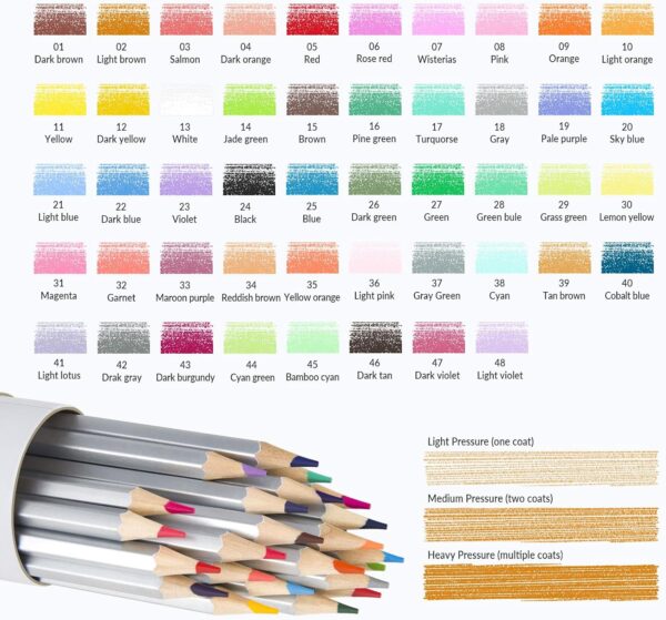 48 Colored Pencils Premium Art Drawing Set for Adults, Smooth Blending & Shading - Image 8
