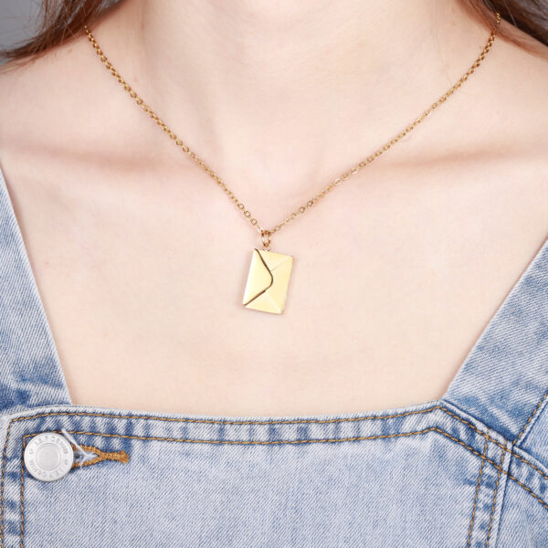Custom Love Letter Envelope Pendant Necklace with Rose Gift Box - Image 7
