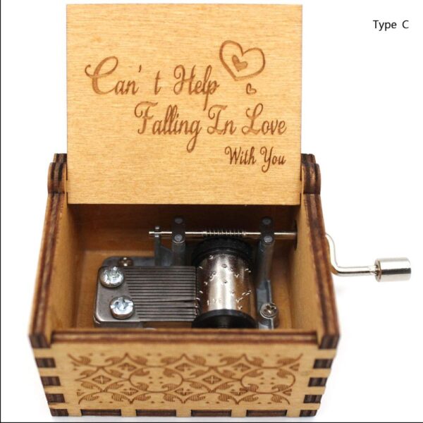Vintage Wooden Hand-Cranked Music Box - Can't Help Falling in Love - Image 7