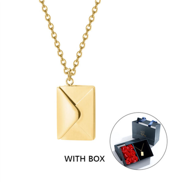 Custom Love Letter Envelope Pendant Necklace with Rose Gift Box - Image 4