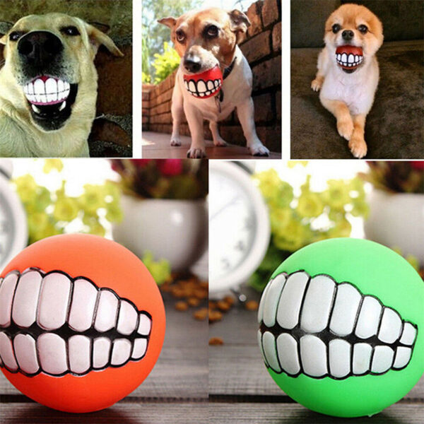 Funny Teeth Dog Chew Ball – Interactive Squeaky Toy for Pets