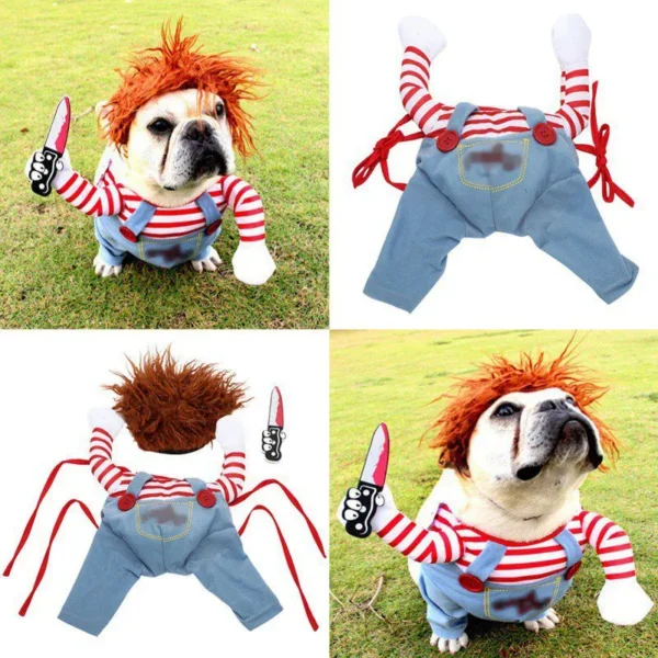 Comical Pet Cosplay Costume for Dogs and Cats – Funny Halloween Outfit with Hat