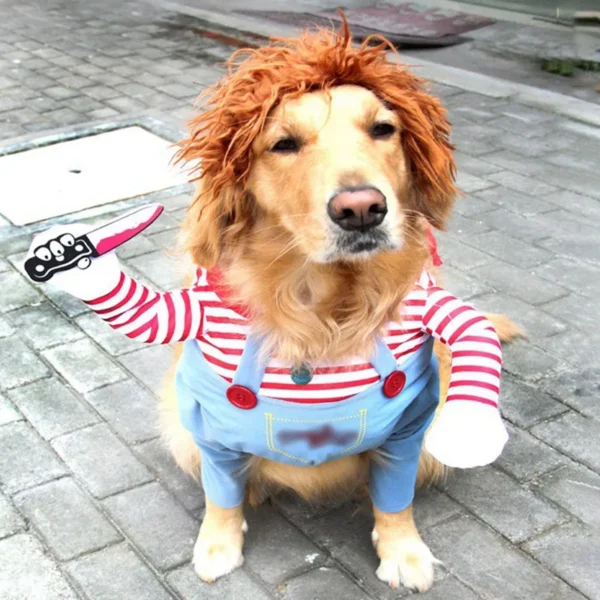 Comical Pet Cosplay Costume for Dogs and Cats – Funny Halloween Outfit with Hat - Image 3