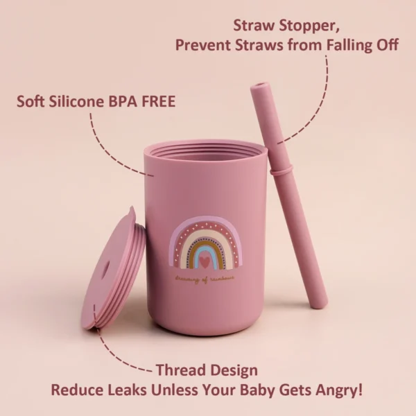 Silicone Baby Feeding Straw Cup - Leakproof & Anti-Hot Toddler Drinkware - Image 2