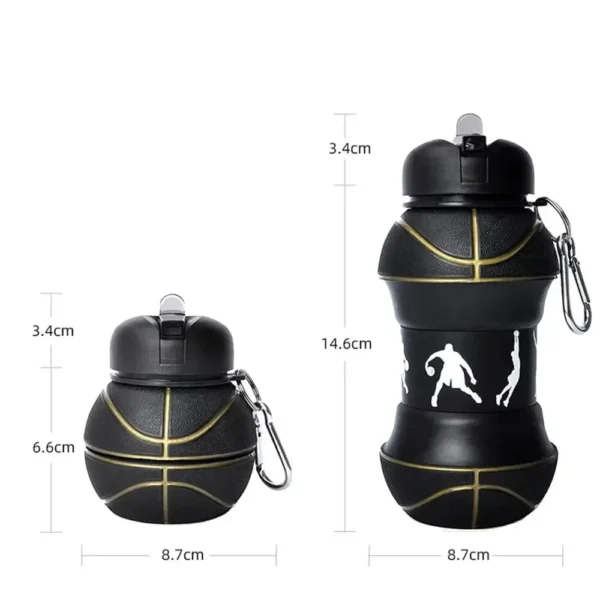 Foldable Football/basketball Silicone Water Bottle, Children/student Outdoor Sports Water Bottle. Supports Mass Customization - Image 4