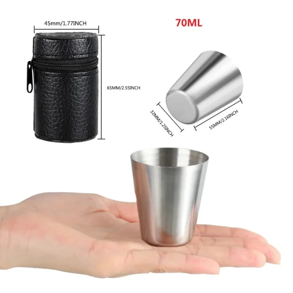 6Pcs Stainless Steel Travel Cups Set with Case, 30ml & 70ml for Whisky & Wine - Image 5