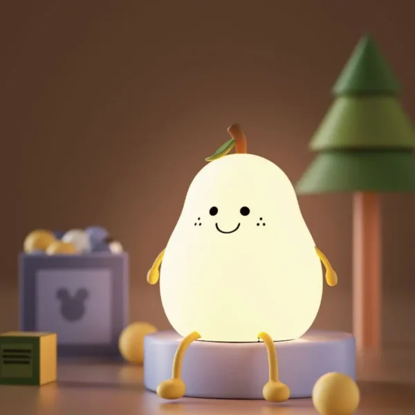 USB Rechargeable Pear Night Light with Touch Sensor, Timer, and Color Modes - Image 4