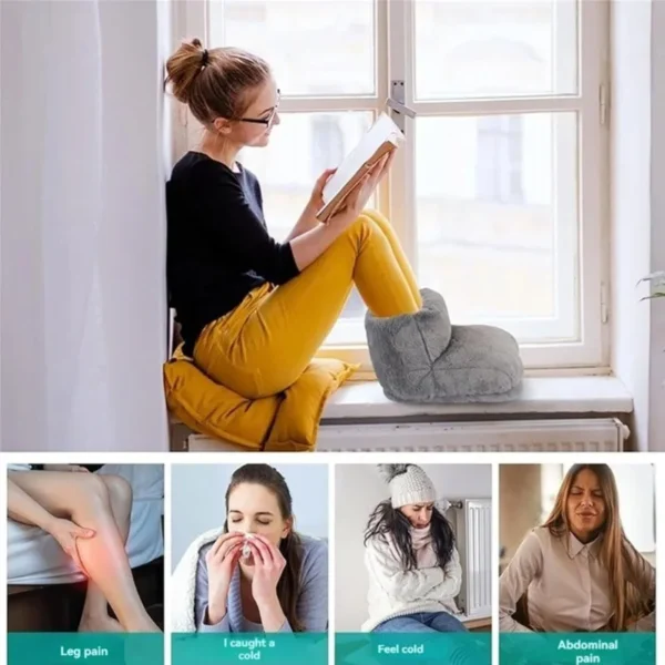 Washable USB Electric Foot Warmer - Heated Fleece Suede Cushion for Office - Image 5