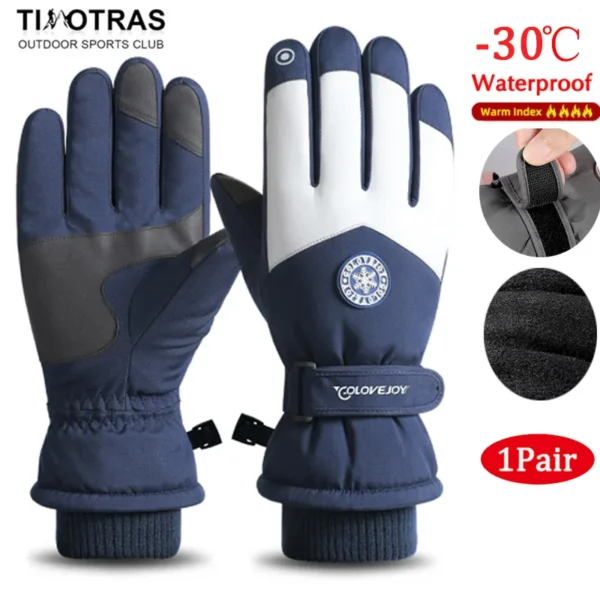 Waterproof Winter Skiing Gloves with Touch Screen for Men & Women