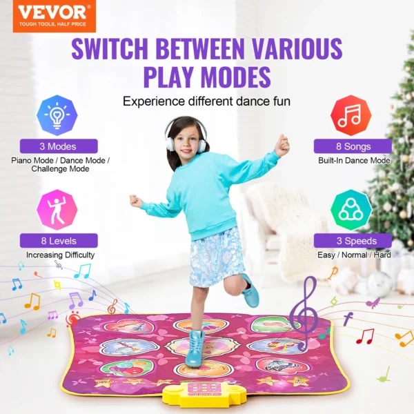 Kids Electronic Dance Mat - 9-Button Play Pad with 3 Modes & 8 Challenge Levels - Image 2