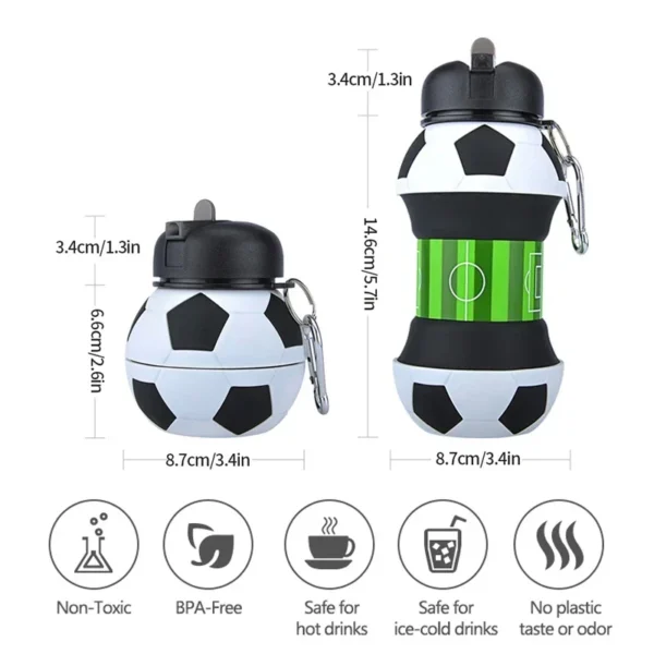 Foldable Football/basketball Silicone Water Bottle, Children/student Outdoor Sports Water Bottle. Supports Mass Customization - Image 3
