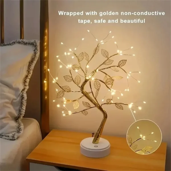 LED Rose Leaf Table Lamp USB Christmas Tree Light DIY Night Light Decoration - Image 3
