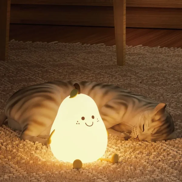 USB Rechargeable Pear Night Light with Touch Sensor, Timer, and Color Modes - Image 6