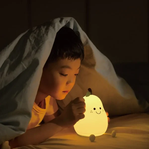 USB Rechargeable Pear Night Light with Touch Sensor, Timer, and Color Modes - Image 2