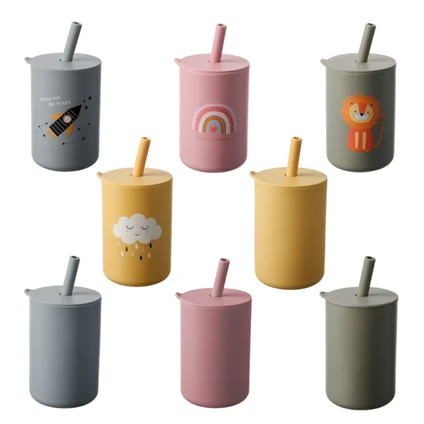 Silicone Baby Feeding Straw Cup - Leakproof & Anti-Hot Toddler Drinkware