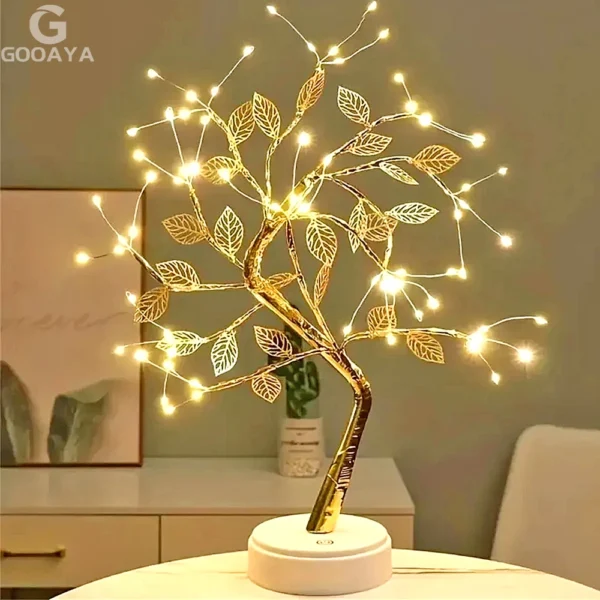 LED Rose Leaf Table Lamp USB Christmas Tree Light DIY Night Light Decoration