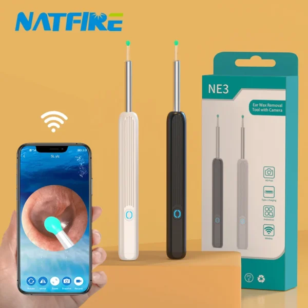 NE3 Wireless Ear Cleaner with Camera, LED, 1080P Otoscope for iPhone & Android