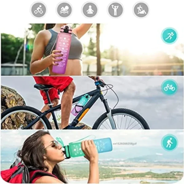 1 Liter Large Capacity Sports Water Bottle Leak Proof Colorful Plastic Cup Drinking Outdoor Travel Portable Gym Fitness Jugs - Image 6