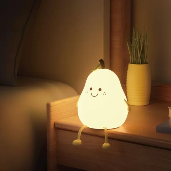 USB Rechargeable Pear Night Light with Touch Sensor, Timer, and Color Modes - Image 5