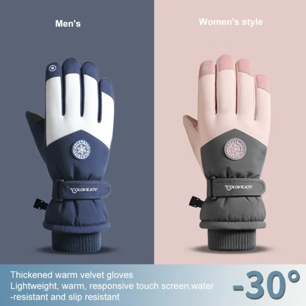 Waterproof Winter Skiing Gloves with Touch Screen for Men & Women - Image 3