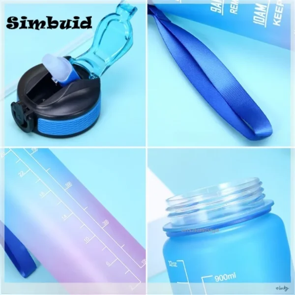 1 Liter Large Capacity Sports Water Bottle Leak Proof Colorful Plastic Cup Drinking Outdoor Travel Portable Gym Fitness Jugs - Image 3