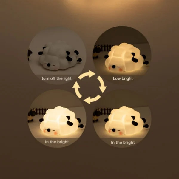 LED Silicone Night Light - Cute Sheep, Panda, Rabbit - Rechargeable Kids Lamp - Image 5