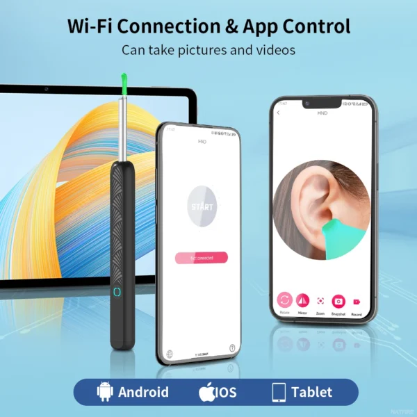 NE3 Wireless Ear Cleaner with Camera & LED Light – Smart Otoscope Kit - Image 3