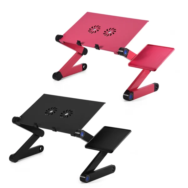 360° Adjustable Foldable Laptop Desk with Cooling Fans and Mouse Board