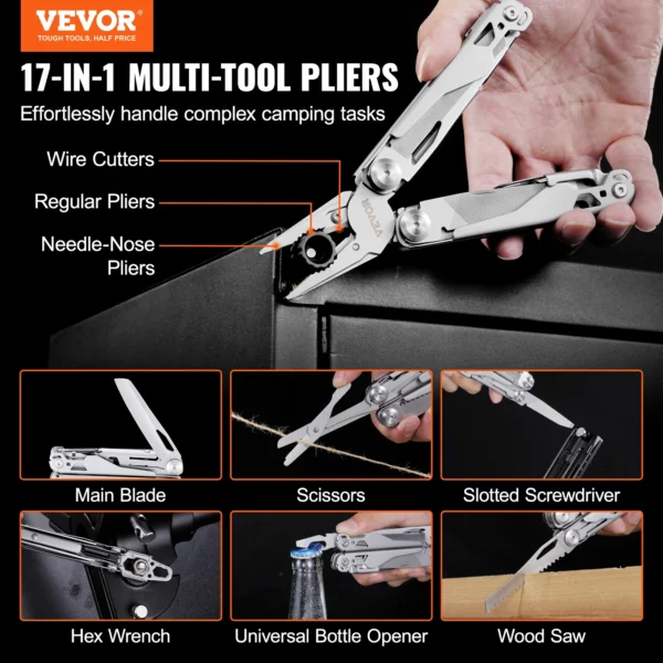 17-in-1 Stainless Steel Multi-tool Pliers with Knife, Scissors, and Screwdriver - Image 2
