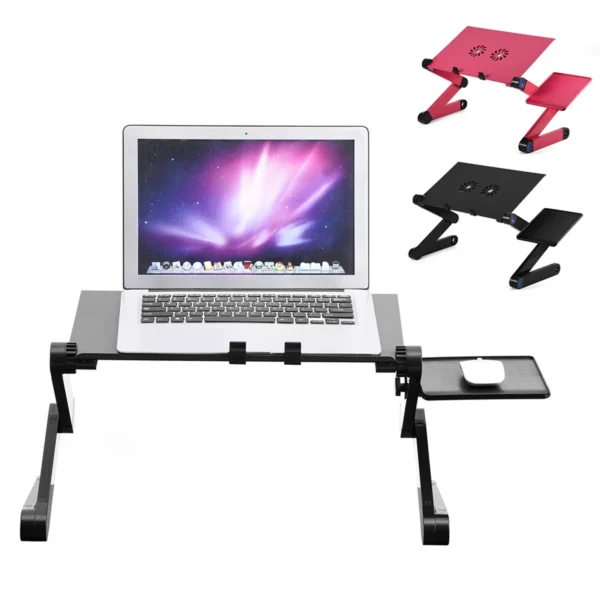360° Adjustable Foldable Laptop Desk with Cooling Fans and Mouse Board - Image 4