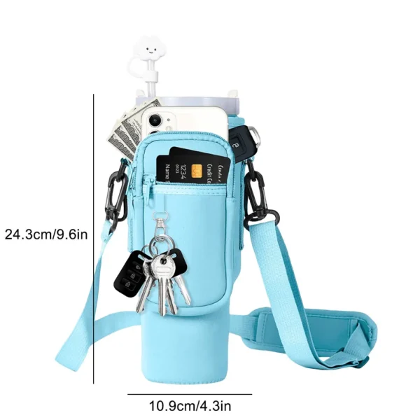 40oz Neoprene Water Bottle Carrier Bag with Strap for Stanley Quencher Cup - Image 2