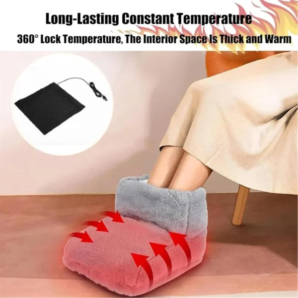 Washable USB Electric Foot Warmer - Heated Fleece Suede Cushion for Office - Image 2