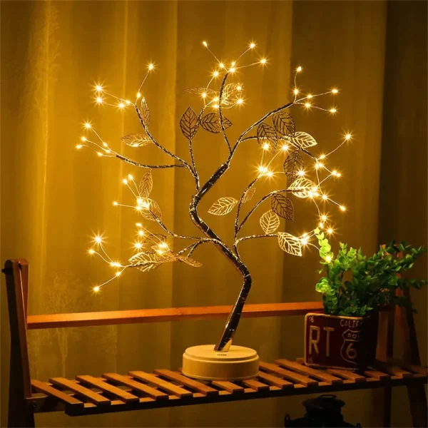LED Rose Leaf Table Lamp USB Christmas Tree Light DIY Night Light Decoration - Image 2