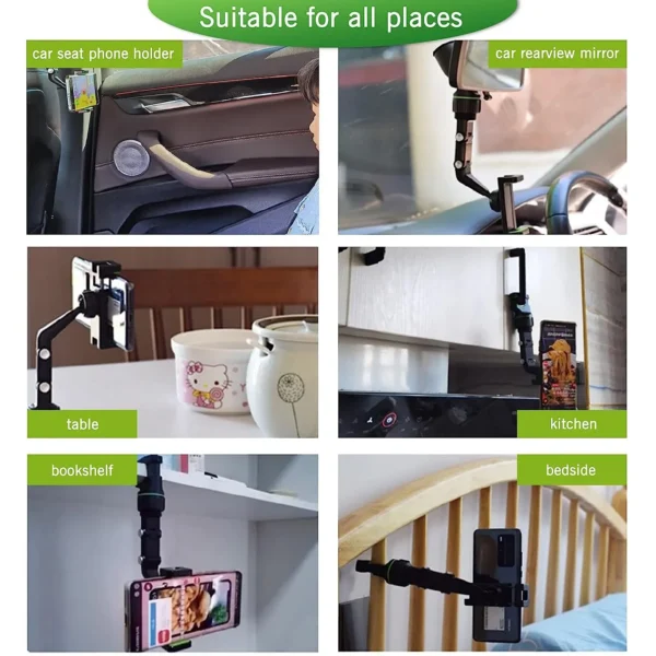 Rearview Mirror Phone Holder 360° Rotatable and Retractable Car Phone Mount Multifunctional Rear View Mirror Holder for All Car - Image 6