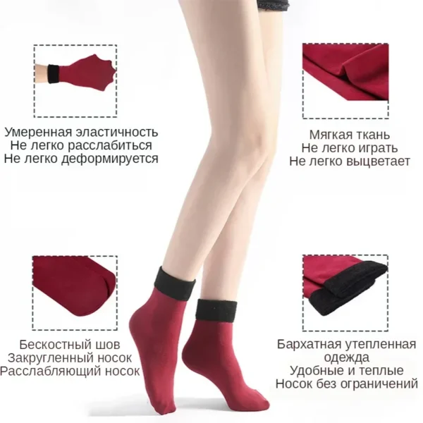 New Women Winter Thicken Warm Short Socks Thermal Cashmere Wool Socks Nylon Snow Velvet Boots Home Floor Calcetines Mujer - Image 6