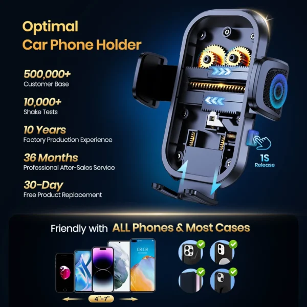 Super Stable Car Phone Holder – Dashboard, Windscreen, Air Vent Mount for All Mobile Phones - Image 2